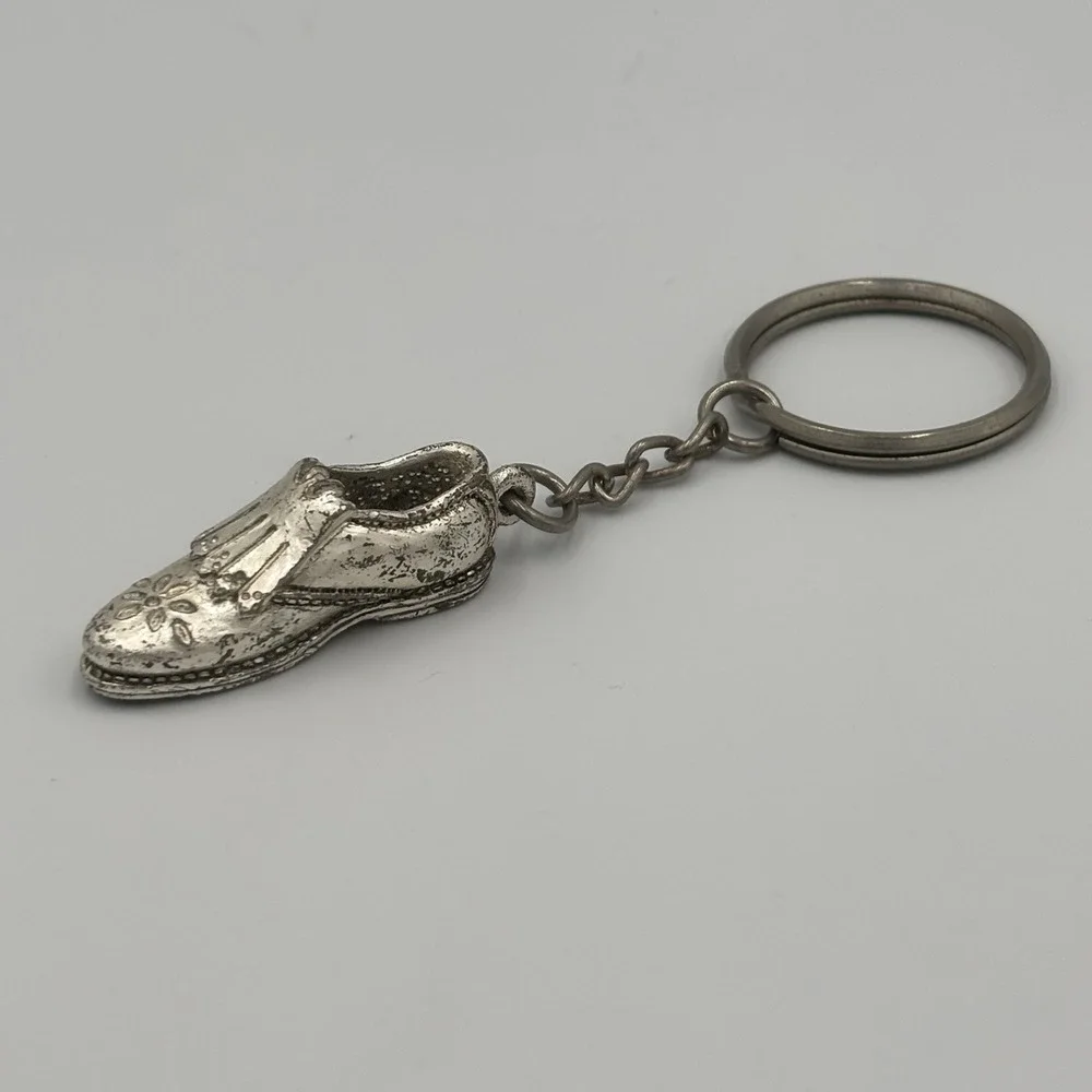 Vintage Battani Foot Joy Silver Shoe Keychain Charm‎ Silver Tone Shoe